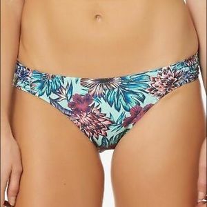 Jessica Simpson Floral Blue Ruched Hipster Bikini